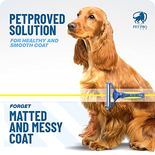 Petproved Pet Grooming Deshedding Dematting Tool Undercoat Rake For Dogs 2In1 Dog Brush For Shedding Dematting Comb For Dogs Cats Dematting Deshedding Brush For Large Dogs Cat Brush For Matted Fur #TOP2