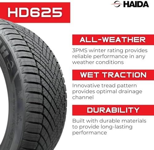 Tectonic 195/55R16 Haida HD625 All-Weather 4 Season 87V | Premium High-Performance Passenger Tires | 195/55R16 87V | 195 55 16 | 1955516 | TIRE ONLY - 3