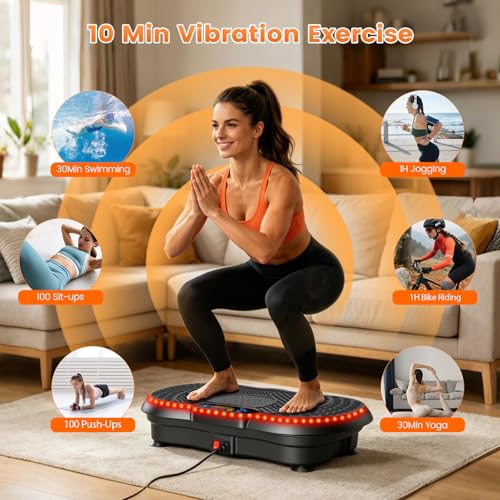 POWERFUEL Large Vibration Plate Exercise Machine for Lymphatic Drainage, 500 Lbs Capacity Vibrating Plate with Light Strip, 200 Levels, Bluetooth Audio, LED Display, Home Workout Equipment — view 2
