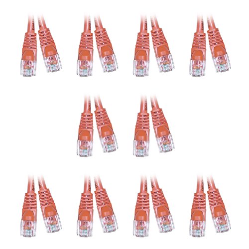 C&E Cat5e 5-Foot Snagless/Molded Boot Ethernet Crossover Cable, Orange, Pack of 10 (CNE54534)