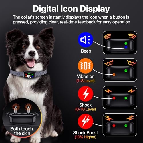 Dog Training Collar with Remote, Dog Shock Collar with Beep Safe Shock and Security Lock, Waterproof Shock Collar for Medium Large Breeds Dogs (30~120 lbs) - 2