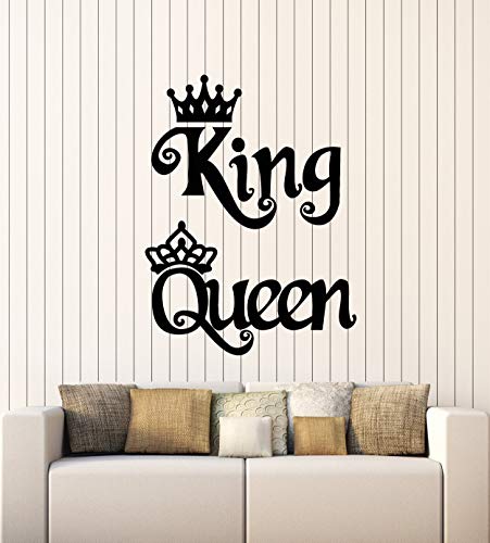 Large Vinyl Wall Decal Crown King Queen Sign Kingdom Home Decor Stickers Mural (G4804) Black #TOP25
