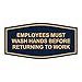 Fancy Employees Must Wash Hands Before Returning to Work Sign (Blue/Gold) - Small