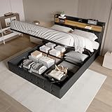 Innovatives pneumatisches Stangenspeicher-Design: Unser Bett bietet einen speziellen luftdruckgestützten Stauraum, der das Anheben des Bettrahmens erleichtert und zusätzlichen Platz für Bettwäsche und andere Gegenstände bietet. Maximieren Sie den Raum in Ihrem Schlafzimmer mit diesem praktischen Feature.