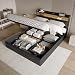 PerGar Bett 140x200 mit LED und USB, Polsterbett mit Hydraulisch stauraum, Kopfteil mit Stauraum, Doppelbett, Stauraumbett, Bettgestell, Lattenrost, schwarz, PU-Leder, Ohne Matratze
