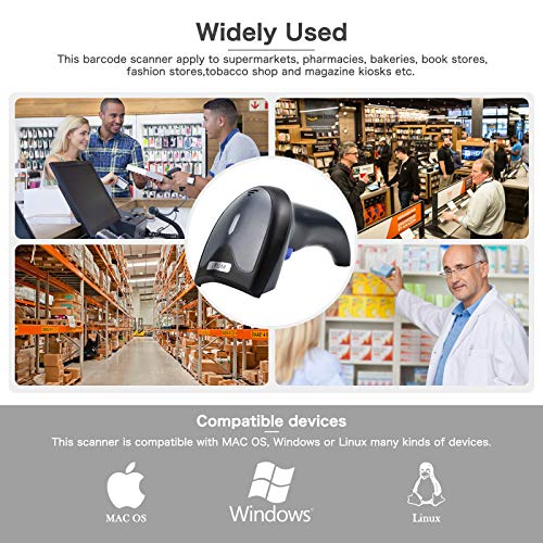 NETUM Kabelgebundener 2D QR Barcode-Scanner - Handheld Automatischer Omnidirektionaler Barcode-Leser/Imager (QR, PDF417, GS1 Data Matrix) mit USB-Kabel W9