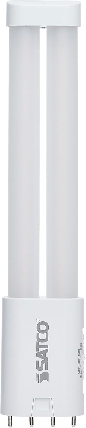 Satco S18420 8.5W PLL LED Lamp, 2G11 Base, Ballast Bypass Type B, Selectable CCT 3000K to 6500K Soft White to Daylight, 930-980 Lumens, Frost, 120-277V, Damp Location, Shatter Proof (2 Pack)