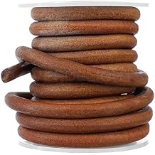 CleverDelights 6mm Brown Leather Cord - 10 Feet - 1/4" Round Genuine Leather Cord