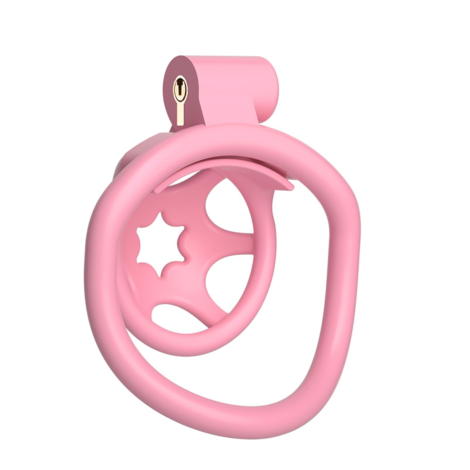 Jaula de castidad transpirable Starlight para hombres con 4 anillos para el pene. Diseño de ángulo amplio. Jaula para el pene. Juguetes sexuales invertidos (Pink)