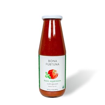 Bona Furtuna Organic Basil Marinara Sauce From Italy, Authentic Italian Tomato Pasta Sauce, 24.9 oz