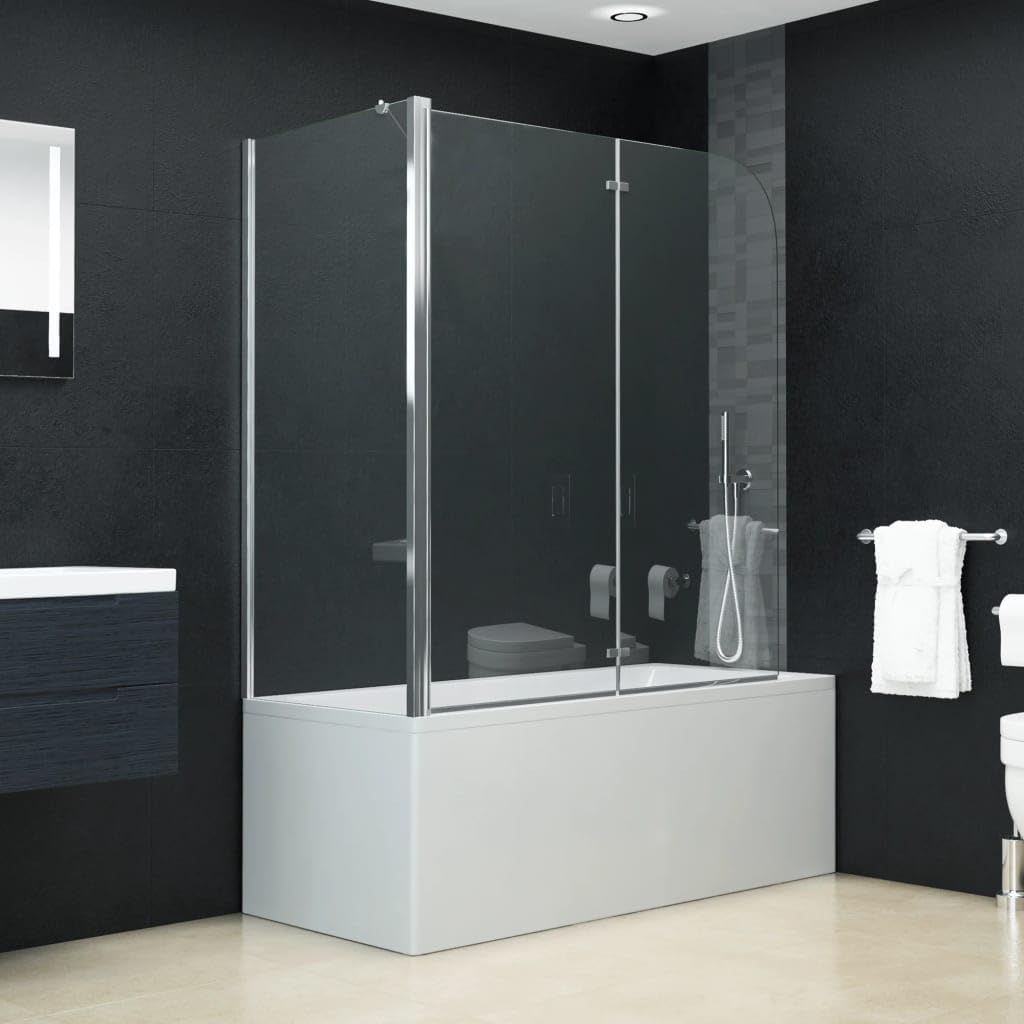 Willood Mampara Ducha 1 Hoja Plegable Pivotante Doble + 1 Hoja Fija Cristal Seguridad Vidrio Templado ESG Cabina Baño Transparente Cierre en L Bañera