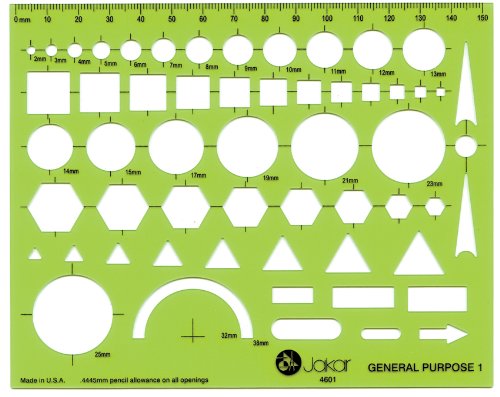 Jakar General Purpose 1 Stencil Template Artist Design Drawing Aid Tool 4601