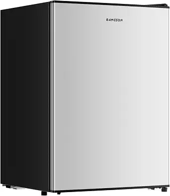 BANGSON 2.6 Cu Ft Small Fridge with Freezer for Office, Silver