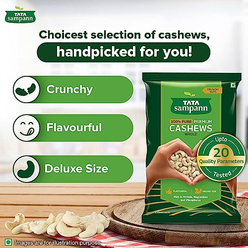 Image of Tata Sampann Pure Cashews Whole /Kaju, 500g, Nutritious & Delicious, Premium Kaju nuts, Rich in Protein, Magnesium & Phosphorus, Deluxe Size & Crunchy Nuts (Pack of 3)
