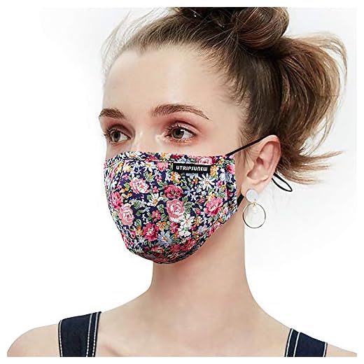 UTRIPSUNEW Face Masks for Women - Cotton Face Mask Washable Reusable Cloth Mask with 4 Filters Adjustable Ear Loops & Nose Wire