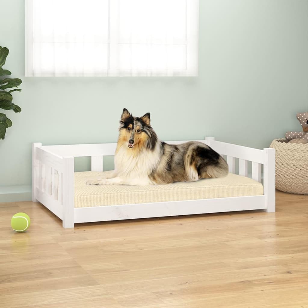 Homgoday Casa Mobilia Cuia para perros blanca 95,5 x 65,5 x 28 cm madera maciza de pino, jaula para perros de interior Kennel para perros, jaulas para perros de exterior o
