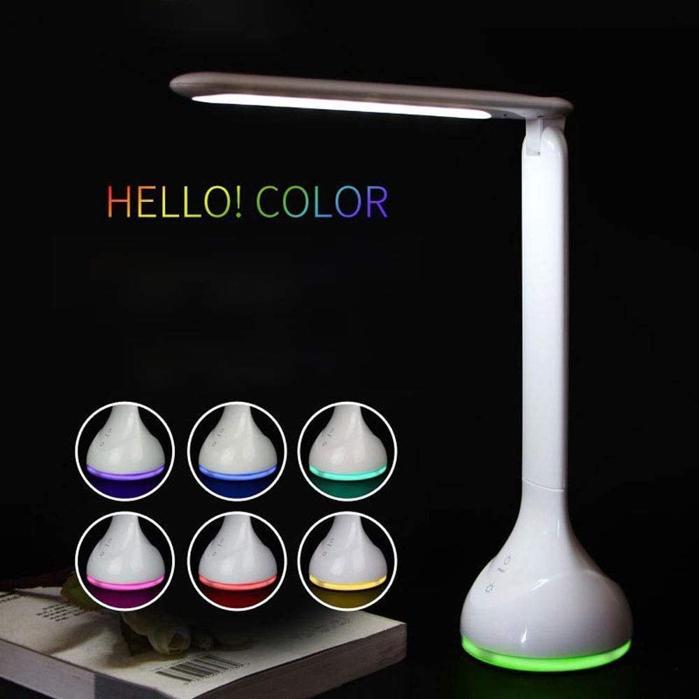 Lámpara de mesa, lámpara de escritorio LED modernista, protección ocular, regulable con ahorro de energía, luminaria, pantalla LCD, lámpara de escritorio LED con 7 temperaturas de brillo x 3 niveles