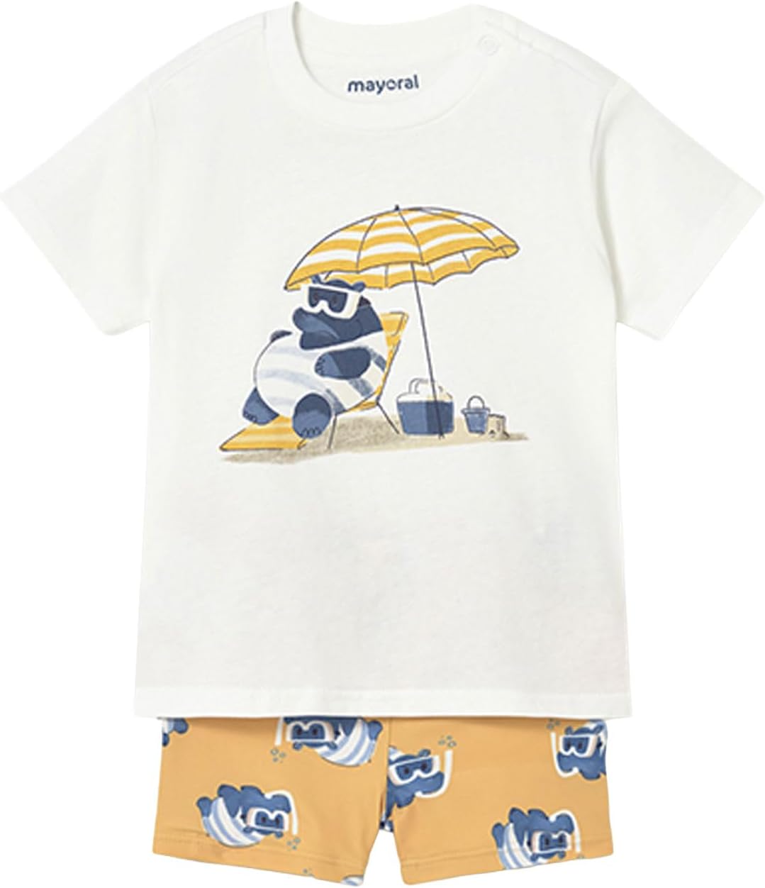 Mayoral Swimsuit Set with Tshirt for Baby-Boys Peach