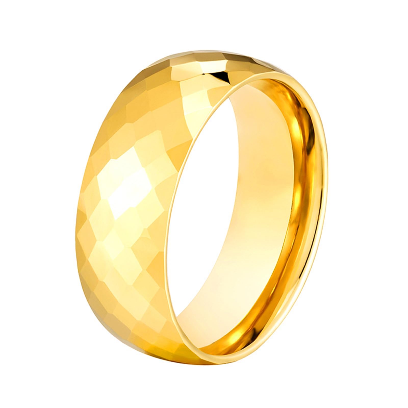 Bague tungstène dorée d'une finition géométrique premium