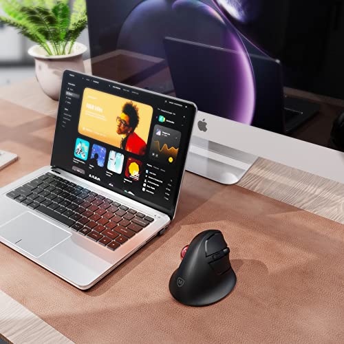 Micropack Wireless Trackball Mouse, 2023 New Upgrade Ergonomic Mouse With Trackball, Rollerball Vertical Computer Mice With 3 Adjustable Dpi, Easy Thumb Control For Pc, Laptop, Mac, Windows - Black #TOP7