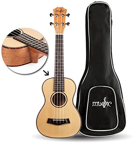 Concert Ukulele 23 Inch Spruce Top Mahogany Back&Side Ukulele for Music Lover Matt Finish Acoustic Hawaii Guitar with Padded Gig Bag