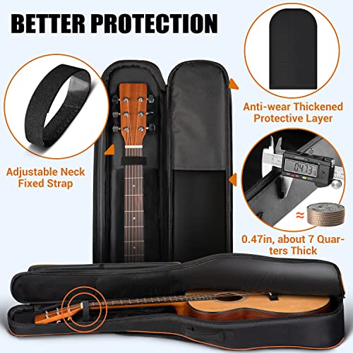 Cahaya 44 Inch Guitar Bag For Dreadnought And Jumbo Orange Line Gig Bag 0.47In Thick Padding Water Resistent Adjustable Shoulder Strap Guitar Case With Back Hanger Loop And Music Stand Pocket Cy0285 #TOP3