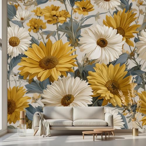 Papier peint panoramique motif fleur pour masquer un mur - 2