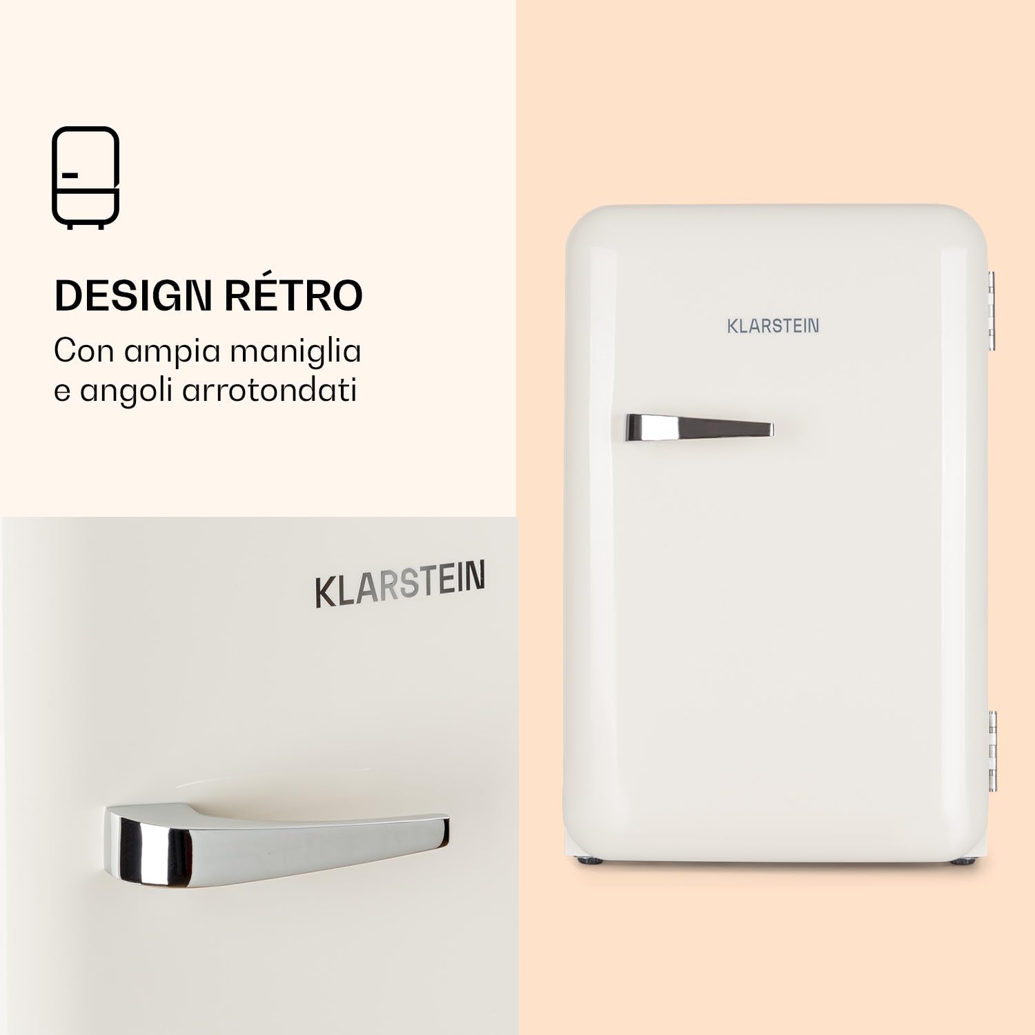 Klarstein Audrey Mini - piccolo frigorifero, mini bar compatto, a libera installazione, raffreddamento a compressione, capacità di 70 litri, 0-10 °C, bianco