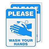 Wash Hands Sign Laminated Poster, Bulk for School and Office Health and Safety – Great Use for Homes