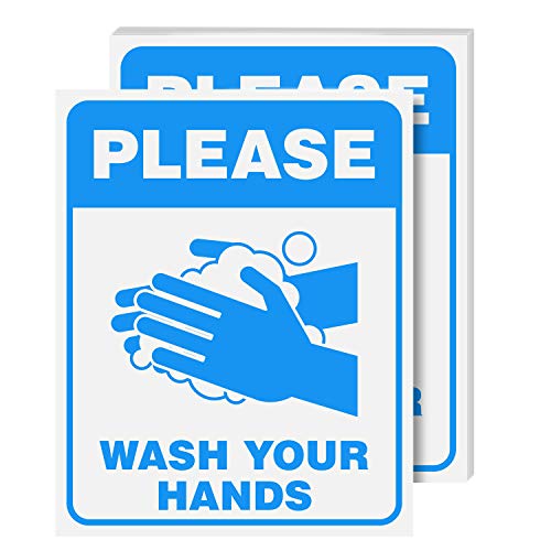 Wash Hands Sign Laminated Poster, Bulk For School And Office Health And Safety – Great Use For Homes, Schools, Office And Public Spaces | Heat, Water And Moisture Resistant | 8 X 10 Inches | 5 Per Pack (Blue) #TOP5