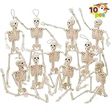 Material y diseño. Modelo de esqueleto humano, decoración de Halloween con articulaciones articuladas. Esqueletos para fiesta de Halloween. Está hecho de plástico duro y pintado para simular el color hueso. Tiene un pecho completo y realista, y el cuerpo completo ofrece diversas poses realistas para que cada fiesta de Halloween sea aún más festiva y espeluznante.