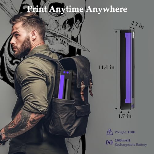Bagana Tattoo Stencil Printer, Bluetooth Thermal Wireless Portable Temporary Tattoo Transfer Printer Machine Kit Compatible with Tablet,Smartphone & PC