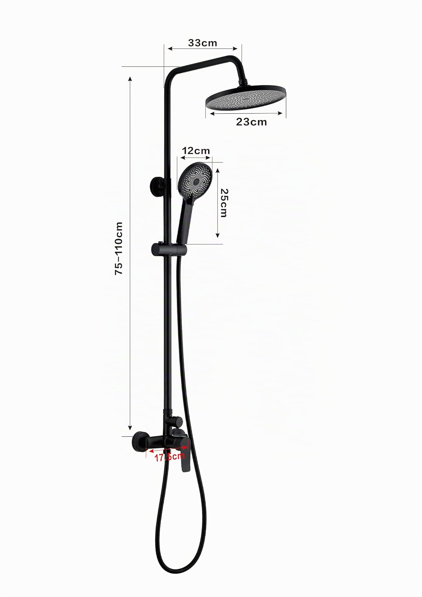 Colonne de Douche STANEW, Ensemble de Douche, Colonne de Douche Pour Salle de Bain, Ensemble de Douche Mécanique Avec Tête de Douche Ronde et Manchette en ABS Avec 3 Jets
