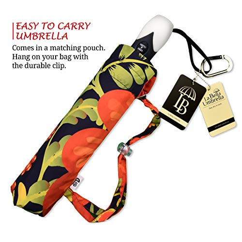 Designer Umbrella Windproof Auto Open Close - Folk Art Flowers Umbrella For Women - Fashion Umbrella Stylish Gift - Compact Automatic Rain Umbrella Floral Design - Vintage Umbrella Lightweight By Lb #TOP4