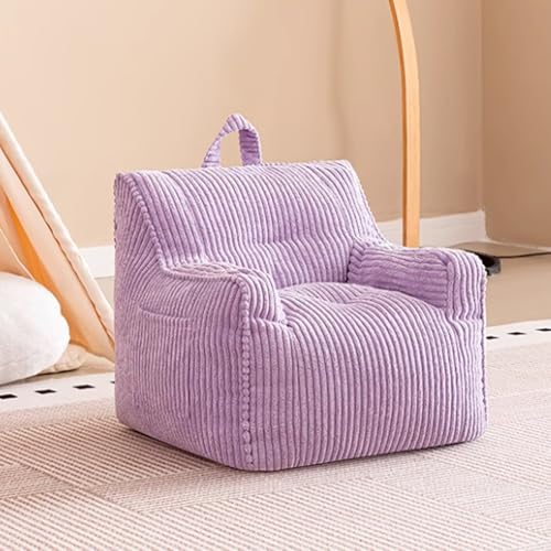 Bean Bag Chairs(No Fillers) Comfy Corduroy Large Bean Bag Chairs with Armrests for Bedroom Living Room, Adult BeanBag Lazy Sofa Couch Chairs(Purple,Small)