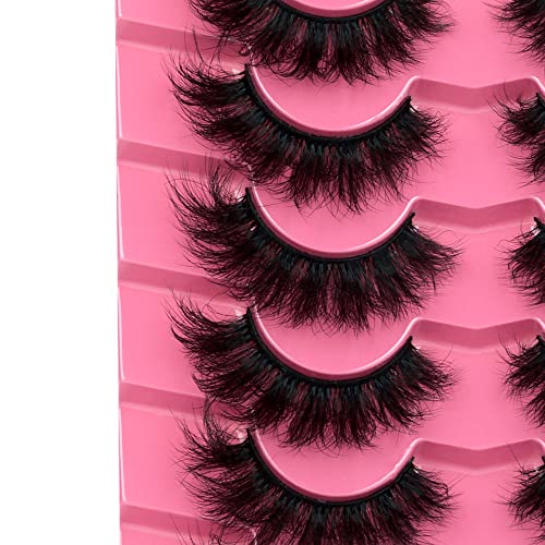 Mink Lashes Fluffy 8D False Eyelashes Wispy Eye Lashes Cat-Eye Long 18Mm Dramatic Fanxiton 7 Pairs Pack Volume Thick Faux Mink Lashes Multipack #TOP4