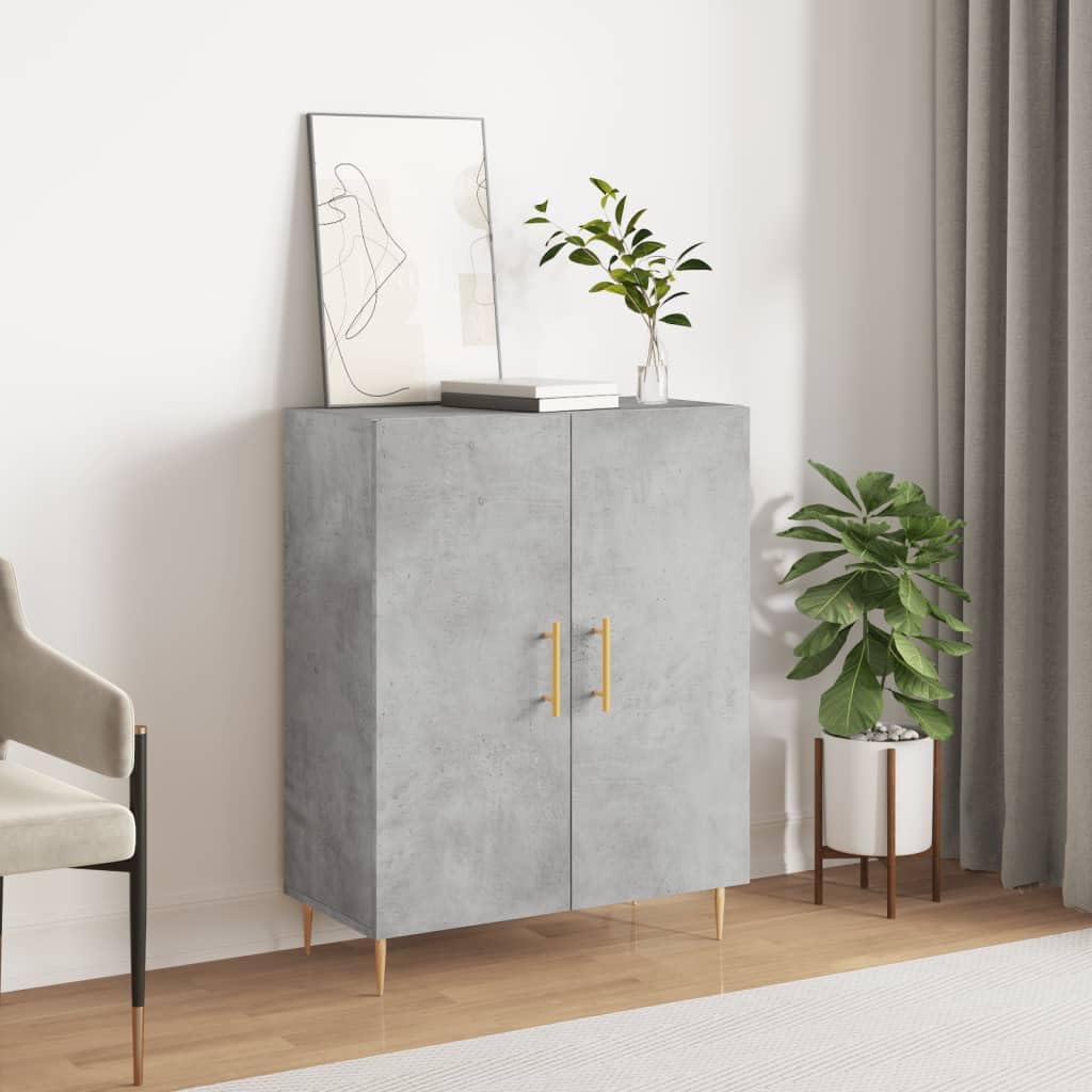 Kredens szary beton 69,5x34x90 cm drewno inżynieryjne, komoda do przechowywania sypialni, szafka z szufladami, komody z szufladami