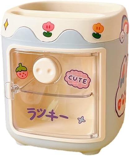 El soporte para bolígrafos Kawaii de cerdo viene con bonitas calcomanías, estética, cubo de almacenamiento multifuncional, papelería de escritorio