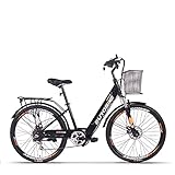 【3 modos de trabajo】Modo de asistencia de pedal, modo de asistencia para caminar y bicicleta normal. Puede elegir el modo de pedal eléctrico para disfrutar de largos paseos o entrenamientos. También se puede combinar con el modo Walk Assist cuando la bicicleta eléctrica va cuesta arriba, lo que hace que el viaje sea más cómodo y sin esfuerzo. Ciclismo feliz. Una hermosa bicicleta eléctrica urbana para parejas, madres, novias e hijas.