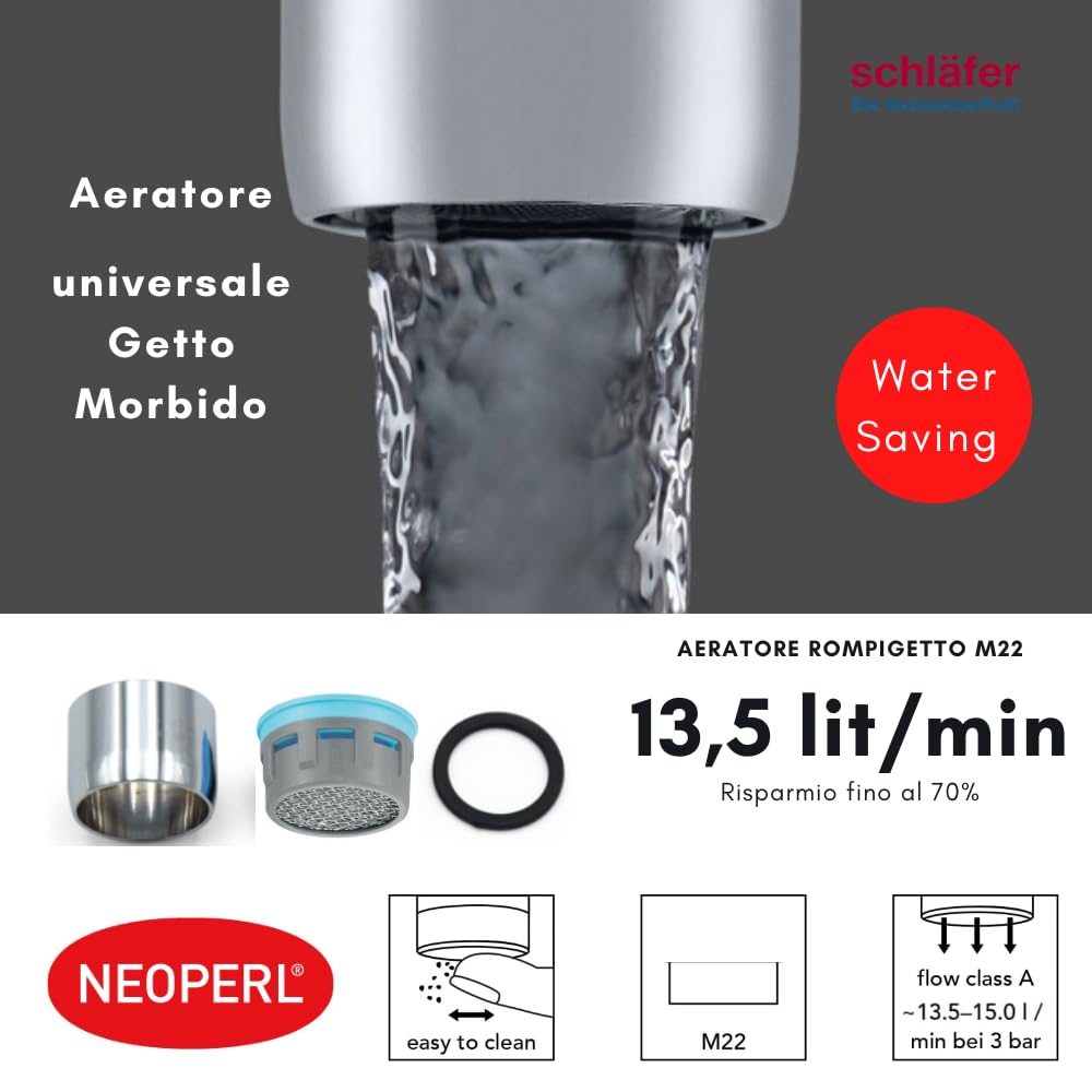 Schläfer 3431210 | Robinet mural simple pour salle de bain et cuisine Robinet pour évier, Robinet mural 1/2 eau froide pour évier, bec pivotant en S x 200 mm, Chrome