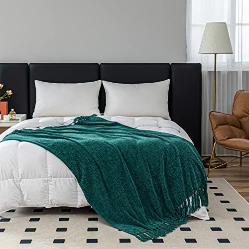 Quiltina Super Value Fleece Throw Blankets For Couch, Lightweight Bed Blanket With Tassel For All Seasons, Spring/Summer Soft Blanket For Decoration & Outdoor Use (60'' X 50'' Green) #TOP5