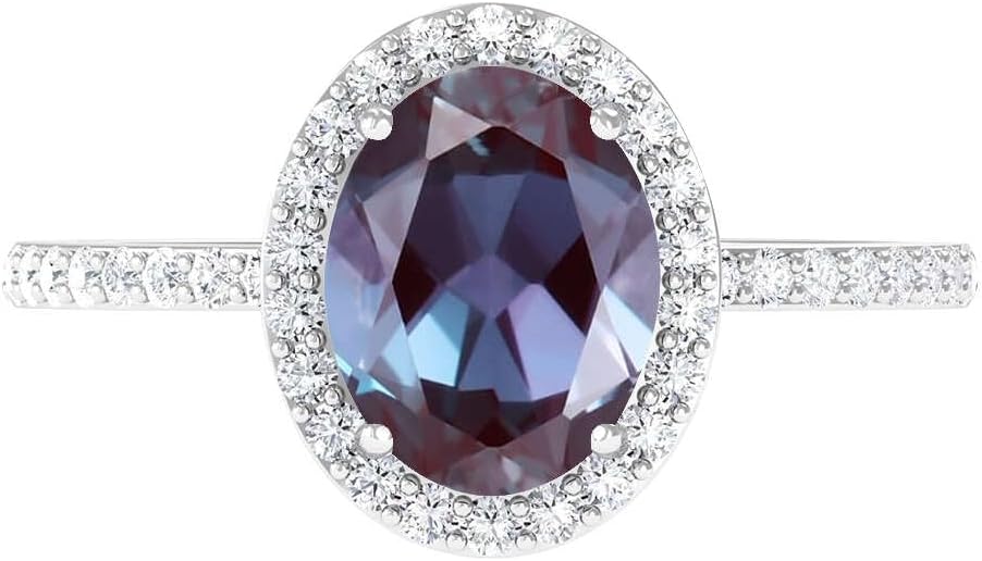 Aihpos 10K 14K 18K Solid Gold Gemstone Women's Engagement Rings 1 Carat - 3 Carat Gem Birthstone Ring White Yellow Rose Gold Proposal Statement Anniversary Promise Ring for Her