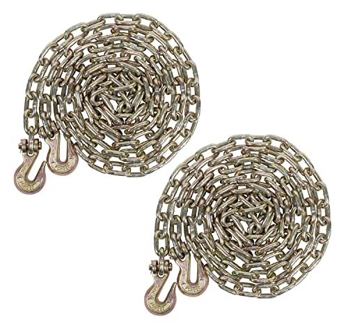 Mytee Products 2 Pack 5/16 Inch x 12 FT Grade 70 Binder Chain with Clevis Grab Hooks - G70 Transport Tow Chain - 4,700 Lbs Working Load Limit