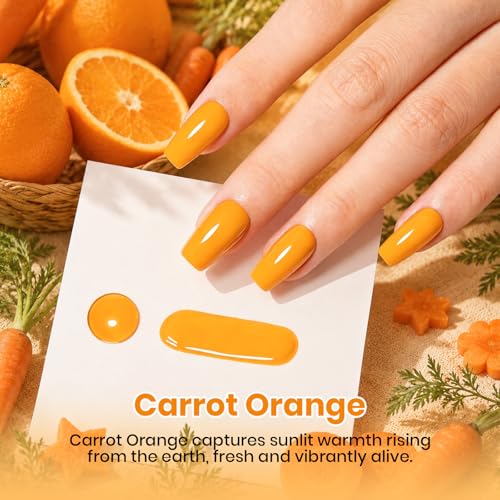 Image of Beetles Orange Gel Nail Polish - 1pc 15ml Bright Carrot Orange Yellow Color Soak Off UV LED Gel Polish, Glossy Solid Colors Nail Art, Vibrant Nails Design for DIY Salon Manicure
