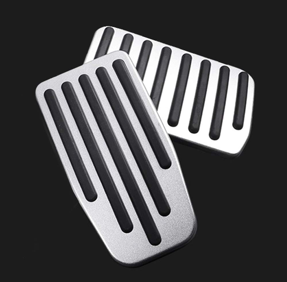 iJDMTOY 2pc Set Track Racing Style Direct Fit Silver Aluminum Accelerator and Brake Foot Pedal Covers Compatible with Tesla 2017-up Model 3 and 2020-up Model Y