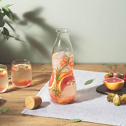 Black + Blum Ec002 Carafe With Charcoal Filter | Hand Blown Glass Water Jug With Ergonomic Design And Natural Cork Stopper + 1, 1 Litre, Clear #TOP3