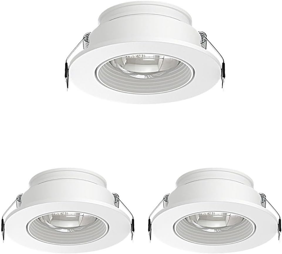 White Ultra-Thin Spotlight, Recessed LED Downlight, 10W Anti-Glare Wall Washer, 3-Color Dimmable Aluminum Ceiling Lighting Fixture for Living Room Dining Room Corridor 3 Pcs
