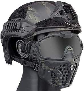Tactical Adjustable Fast Helmet, Detachable Protective Full Face MaskAnd Goggles Set, Used For Paintball Shooting, CS Games, Movie Props And Other Outdoor Activities