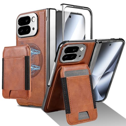 For Google Pixel 10 Pro Fold �P�[�X ������ 2 in 1 Magsafe�Ή��J�[�h�P�[�X�t�� ���C�����X�[�d�Ή� �J�[�h���[ ���U�[ �X�}�z�J�o�[ �O�[�O���s�N�Z��10 Pro Fold �g�� �J�o�[ ���z�^ �J�[�h�|�P�b�g�t