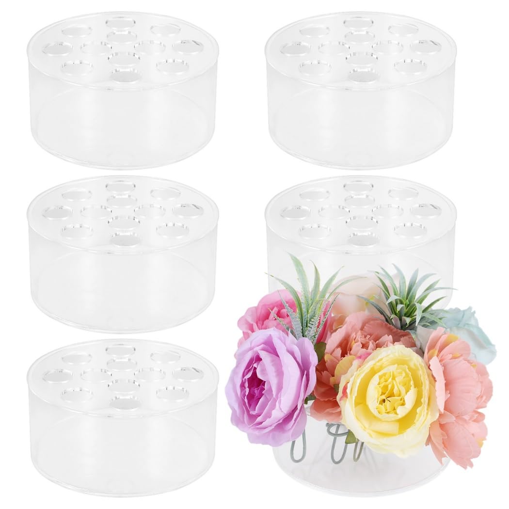 Vase en acrylique transparent à 12 trous pour décoration de table de salle à manger chic